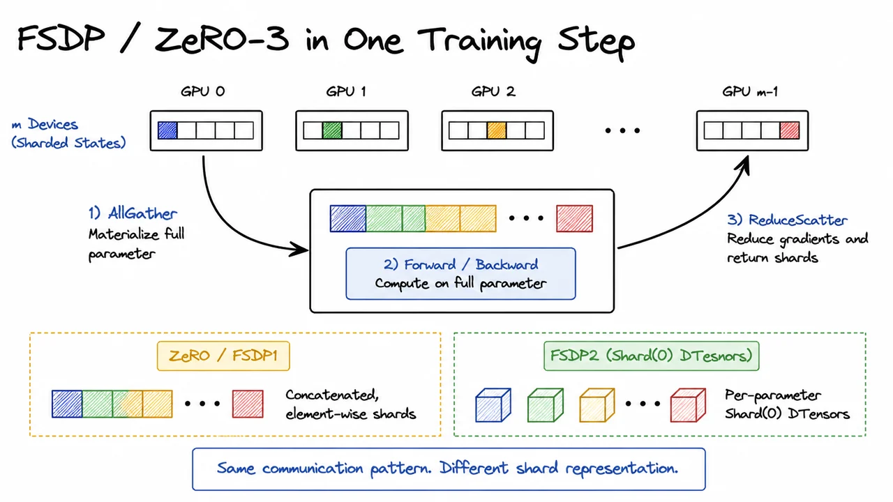 FSDP / ZeRO-3 in One Training Step