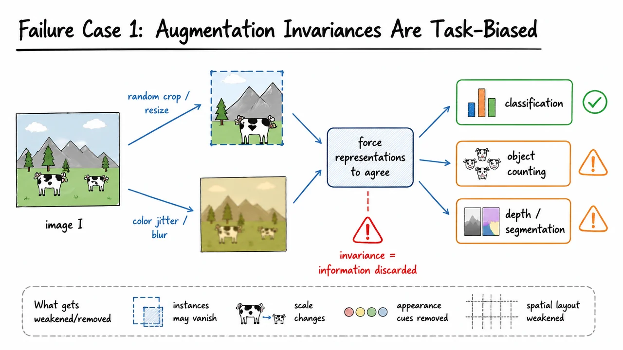 2. Failure Case 1: Augmentation Invariances Are Task-Biased