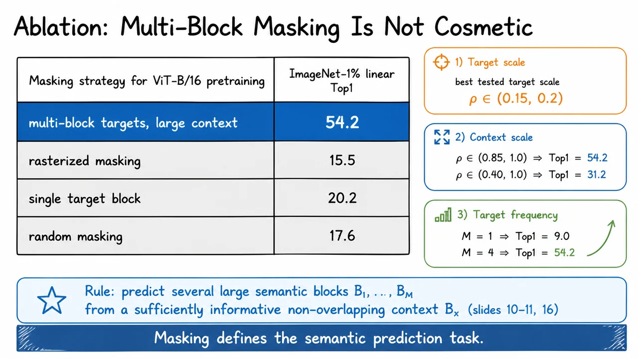 26. Ablation: Multi-Block Masking Is Not Cosmetic