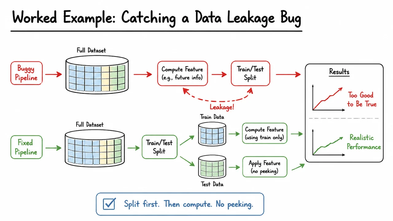 10. Worked Example: Catching a Data Leakage Bug