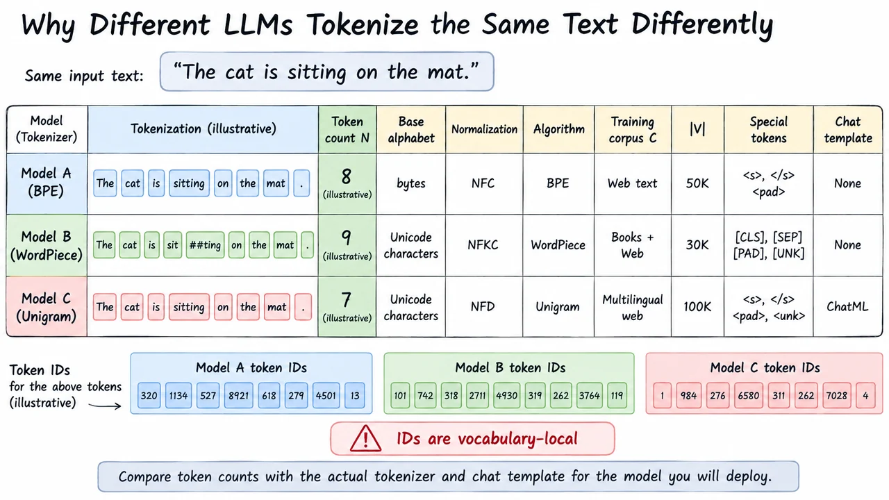 Why Different LLMs Tokenize the Same Text Differently