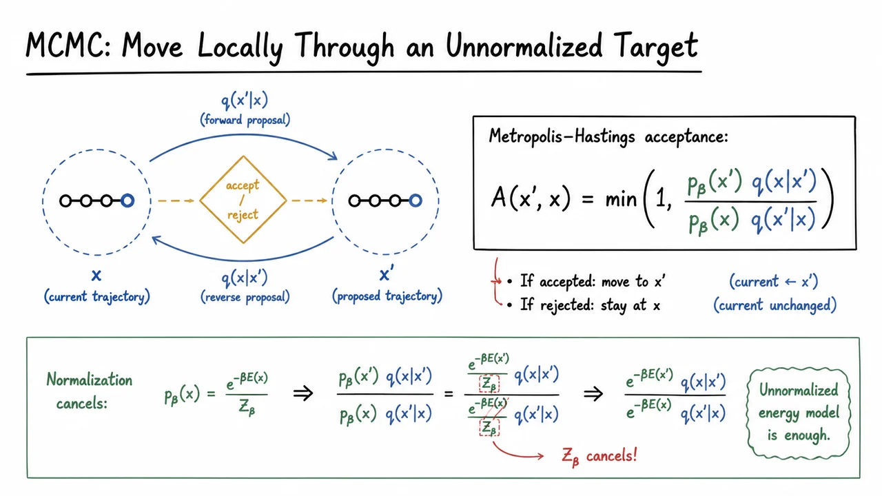 MCMC: Move Locally Through an Unnormalized Target