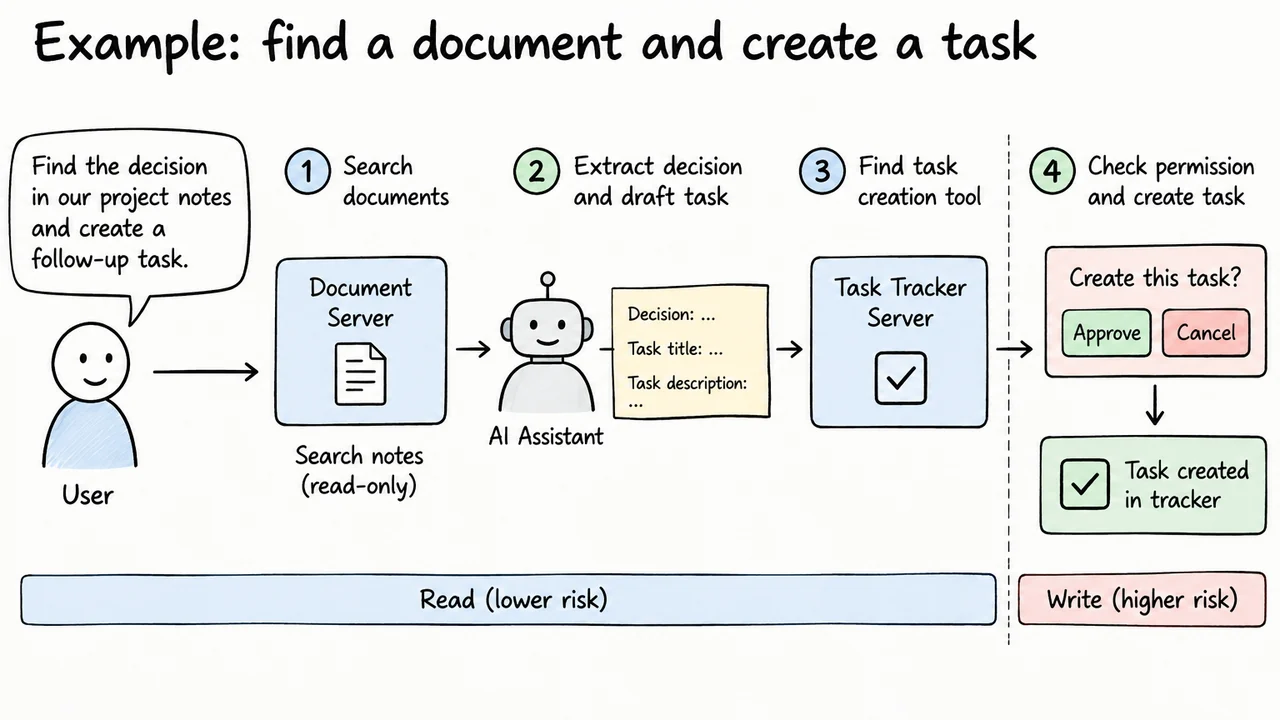 Example: find a document and create a task