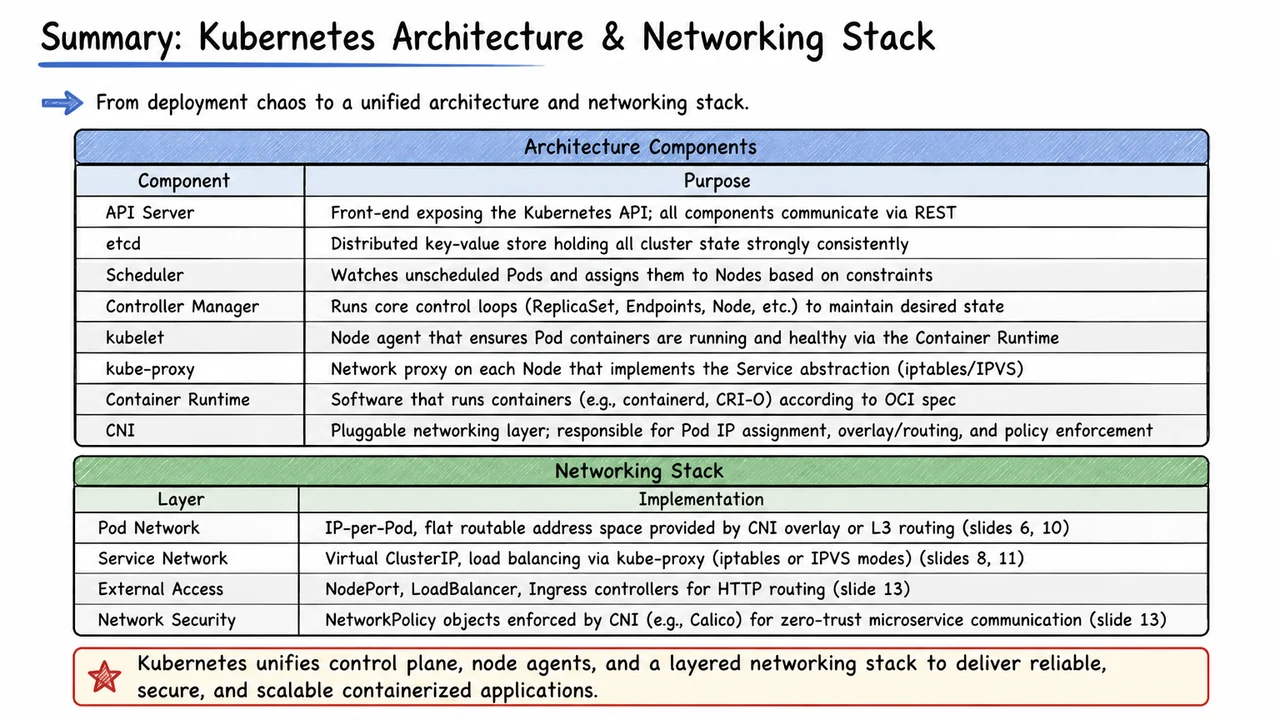15. Summary: Kubernetes Architecture & Networking Stack