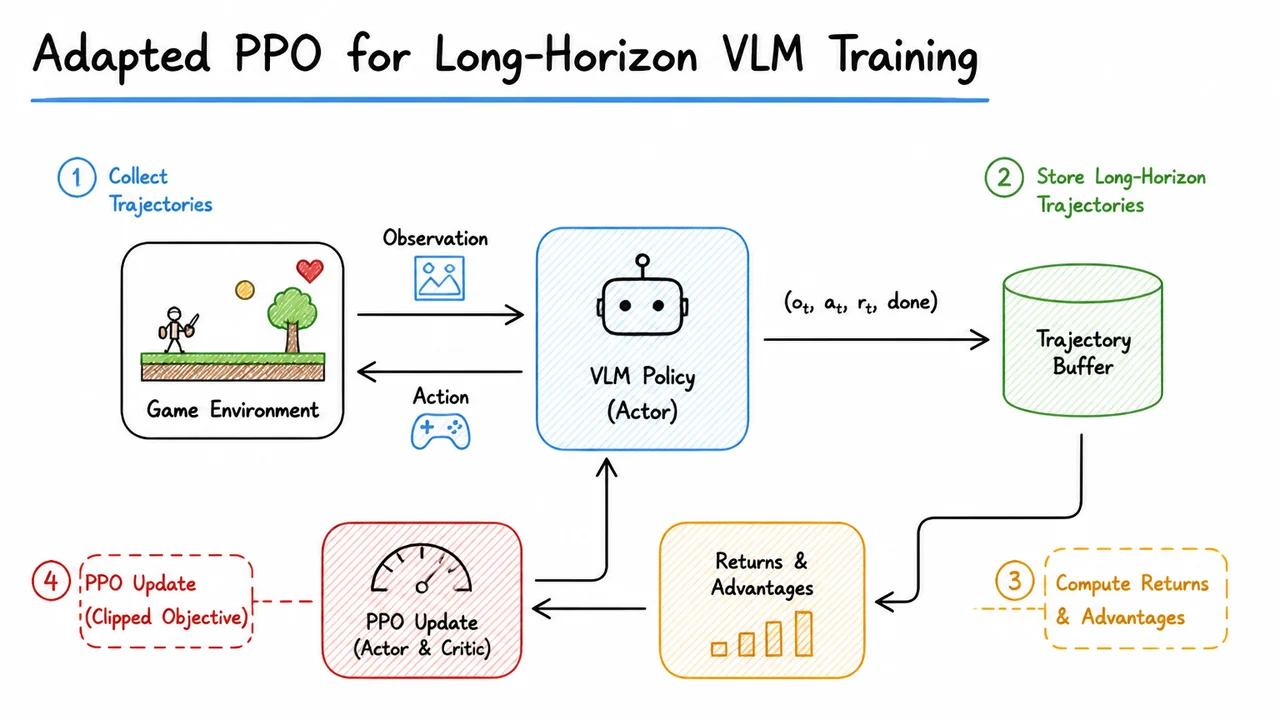 7. Adapted PPO for Long-Horizon VLM Training