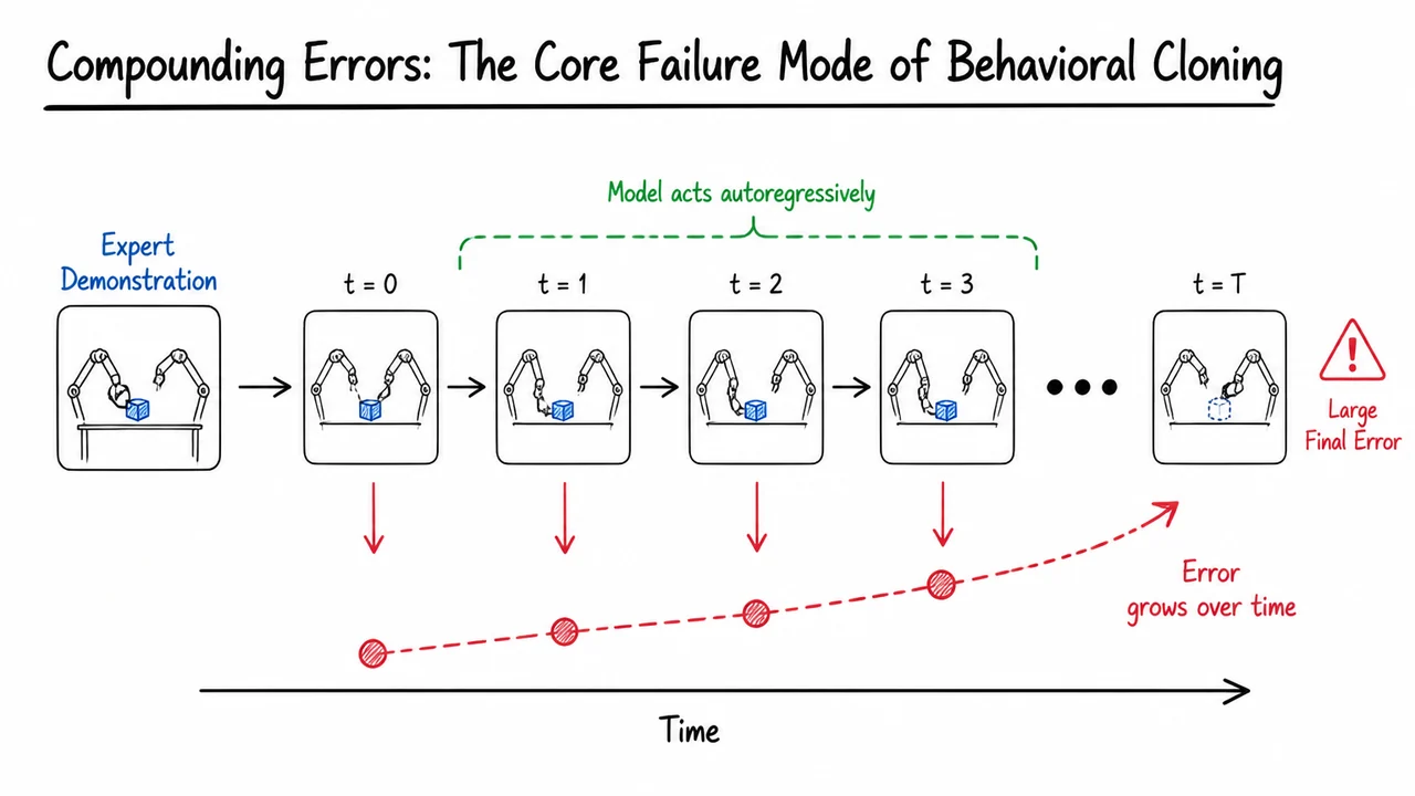 2. Compounding Errors: The Core Failure Mode of Behavioral Cloning